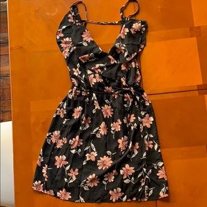pink and black floral dress